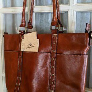 PATRICIA NASH LEATHER TALLORIA TOTE TAN COGNAC P61601